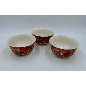 222 Fifth Gabrielle Red Cereal & Soup Bowls 5-3/4 Inches Set of 3